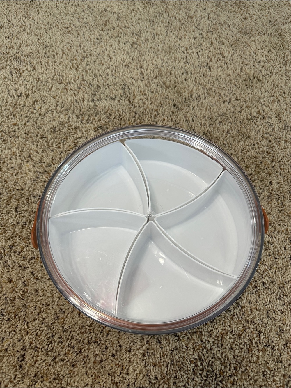 White Sectioned Snack Server with Clear Lid